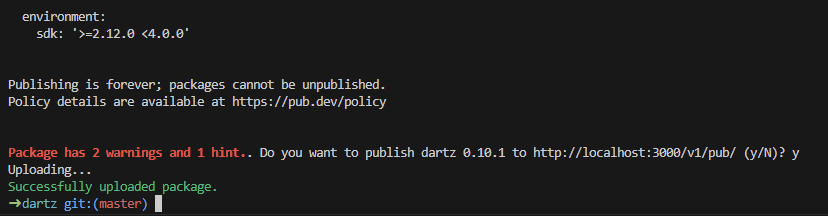 dart pub publish 2